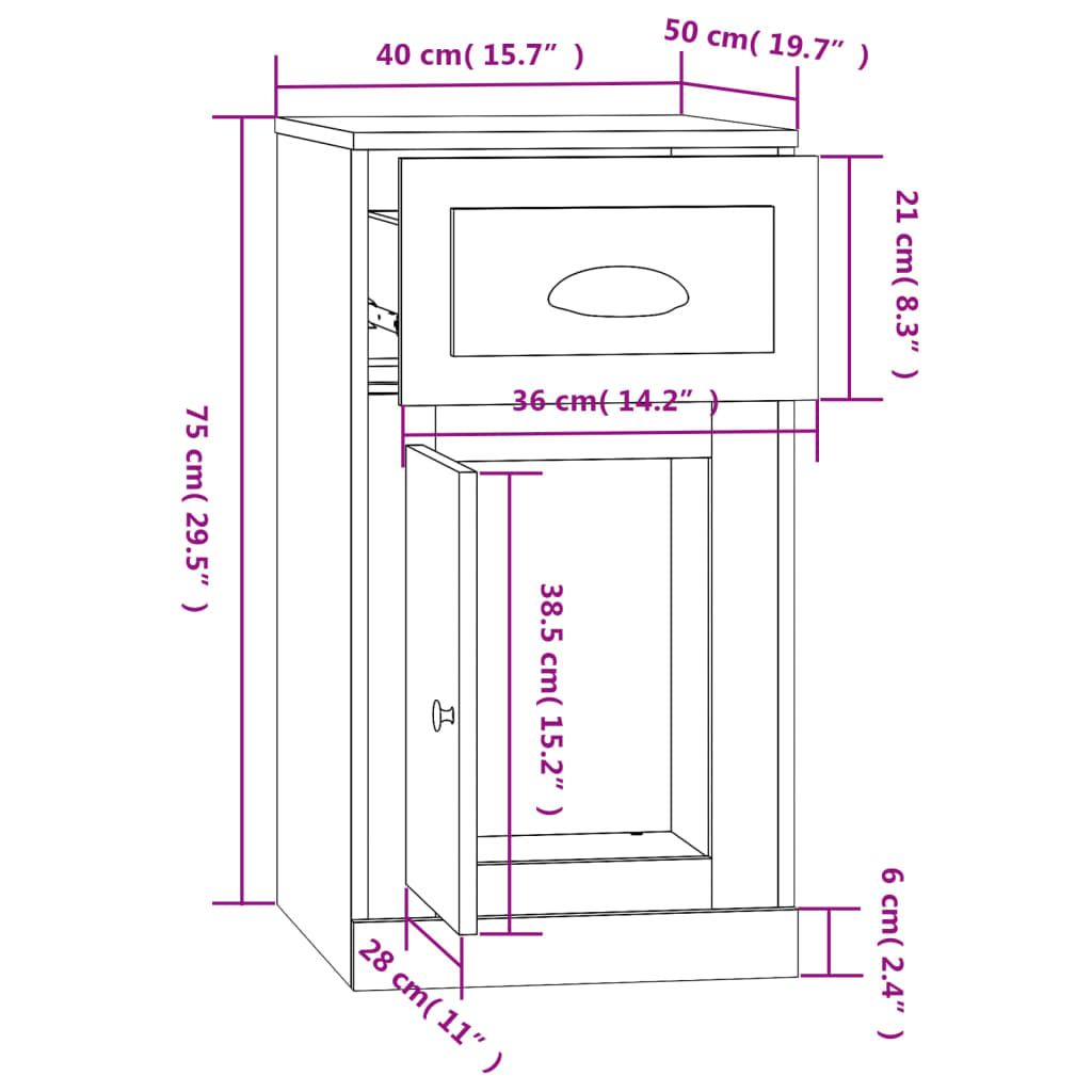 Bijzetkast met lade 40x50x75 cm bewerkt hout betongrijs is nu te koop bij PeponiXL, paradijselijk wonen!