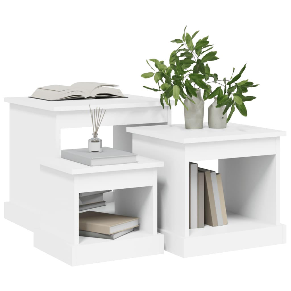 3-delige Salontafelset bewerkt hout wit is nu te koop bij PeponiXL, paradijselijk wonen!