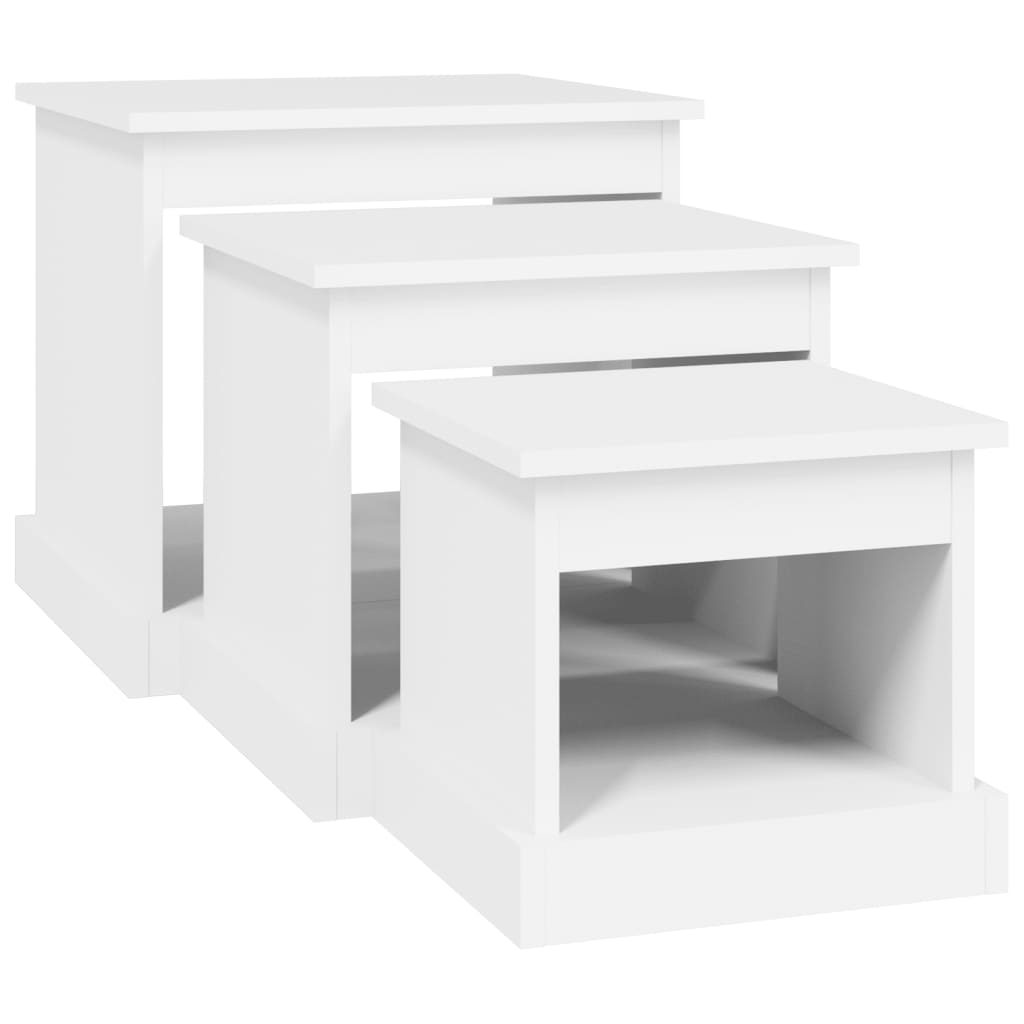 3-delige Salontafelset bewerkt hout wit is nu te koop bij PeponiXL, paradijselijk wonen!