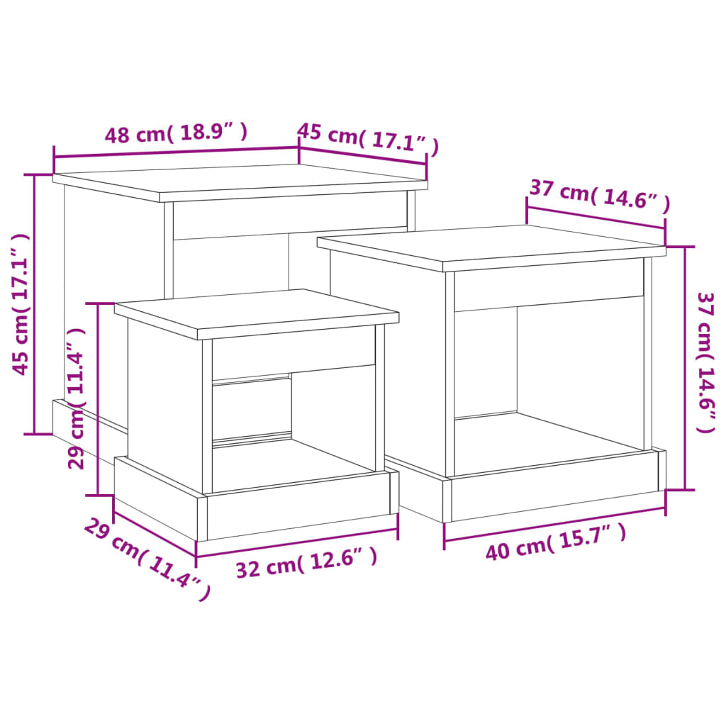 3-delige Salontafelset bewerkt hout zwart is nu te koop bij PeponiXL, paradijselijk wonen!