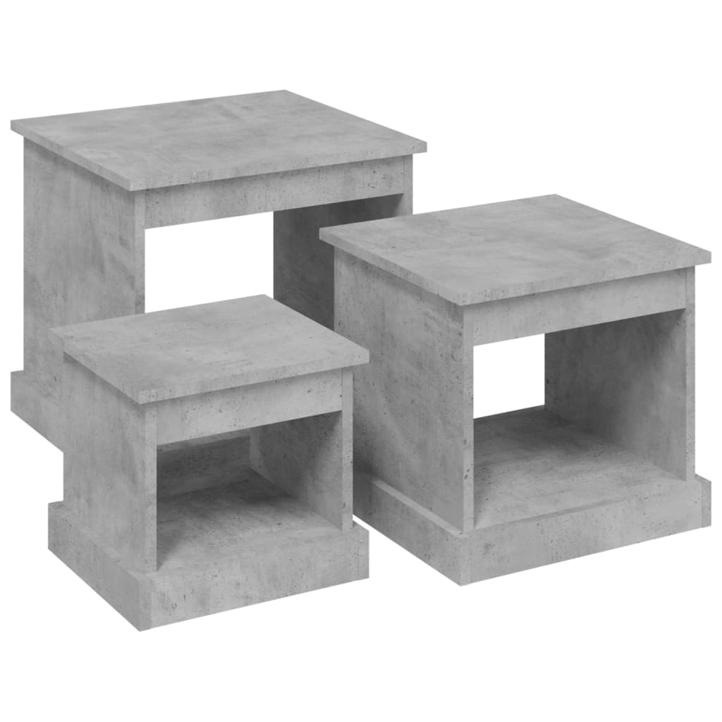 3-delige Salontafelset bewerkt hout betongrijs is nu te koop bij PeponiXL, paradijselijk wonen!