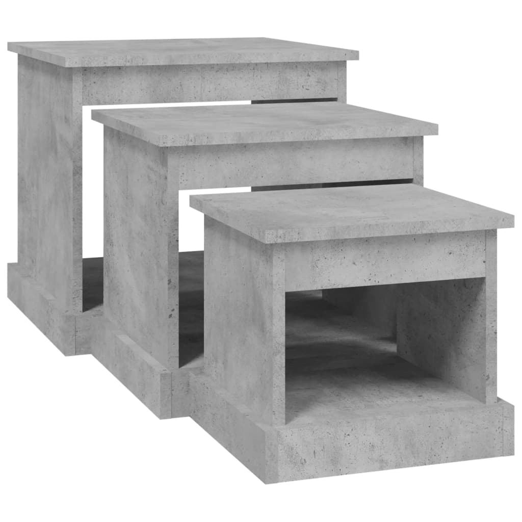 3-delige Salontafelset bewerkt hout betongrijs is nu te koop bij PeponiXL, paradijselijk wonen!