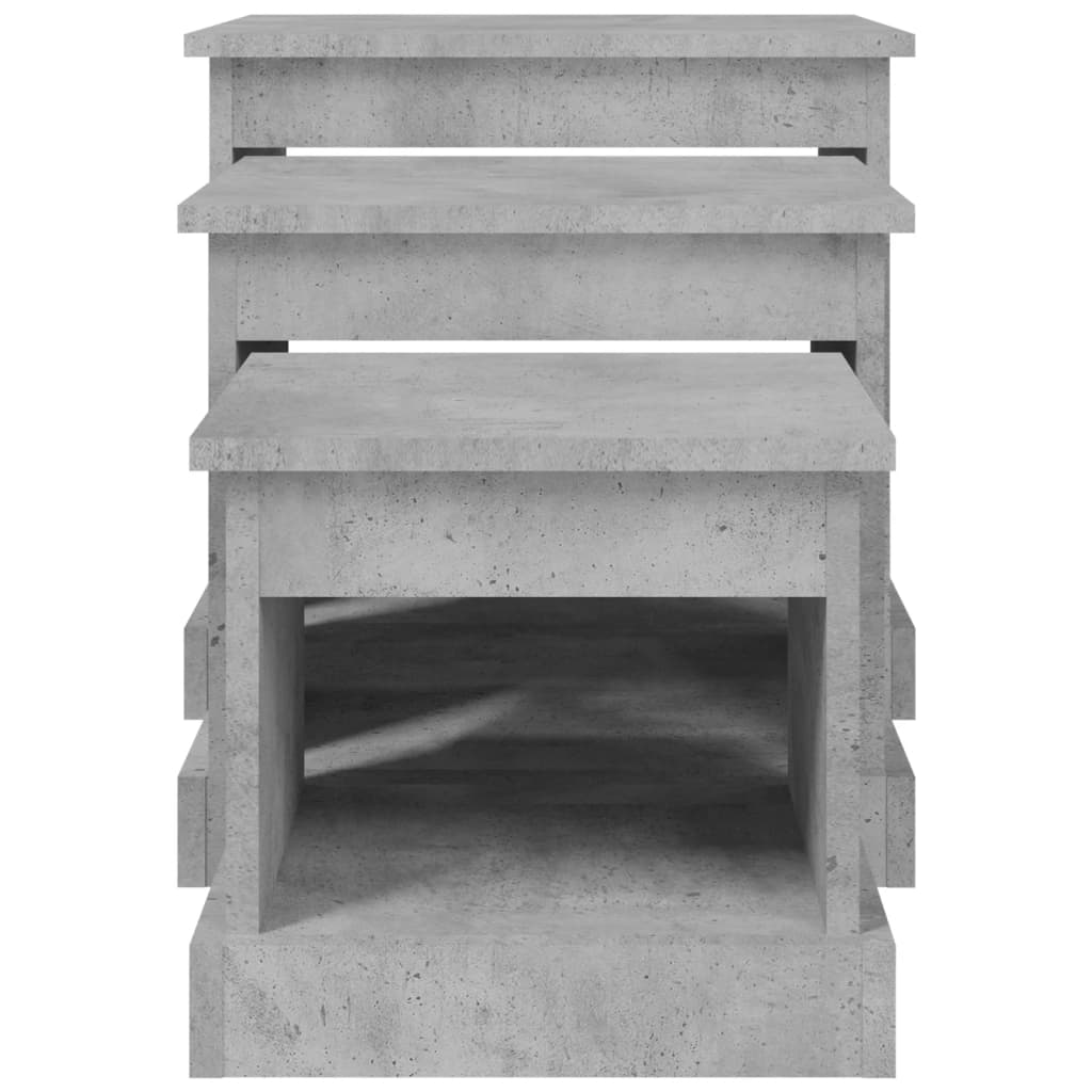 3-delige Salontafelset bewerkt hout betongrijs is nu te koop bij PeponiXL, paradijselijk wonen!