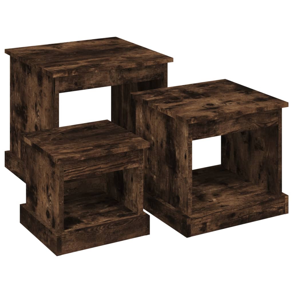 3-delige Salontafelset bewerkt hout gerookt eikenkleurig is nu te koop bij PeponiXL, paradijselijk wonen!