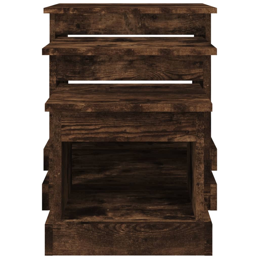 3-delige Salontafelset bewerkt hout gerookt eikenkleurig is nu te koop bij PeponiXL, paradijselijk wonen!