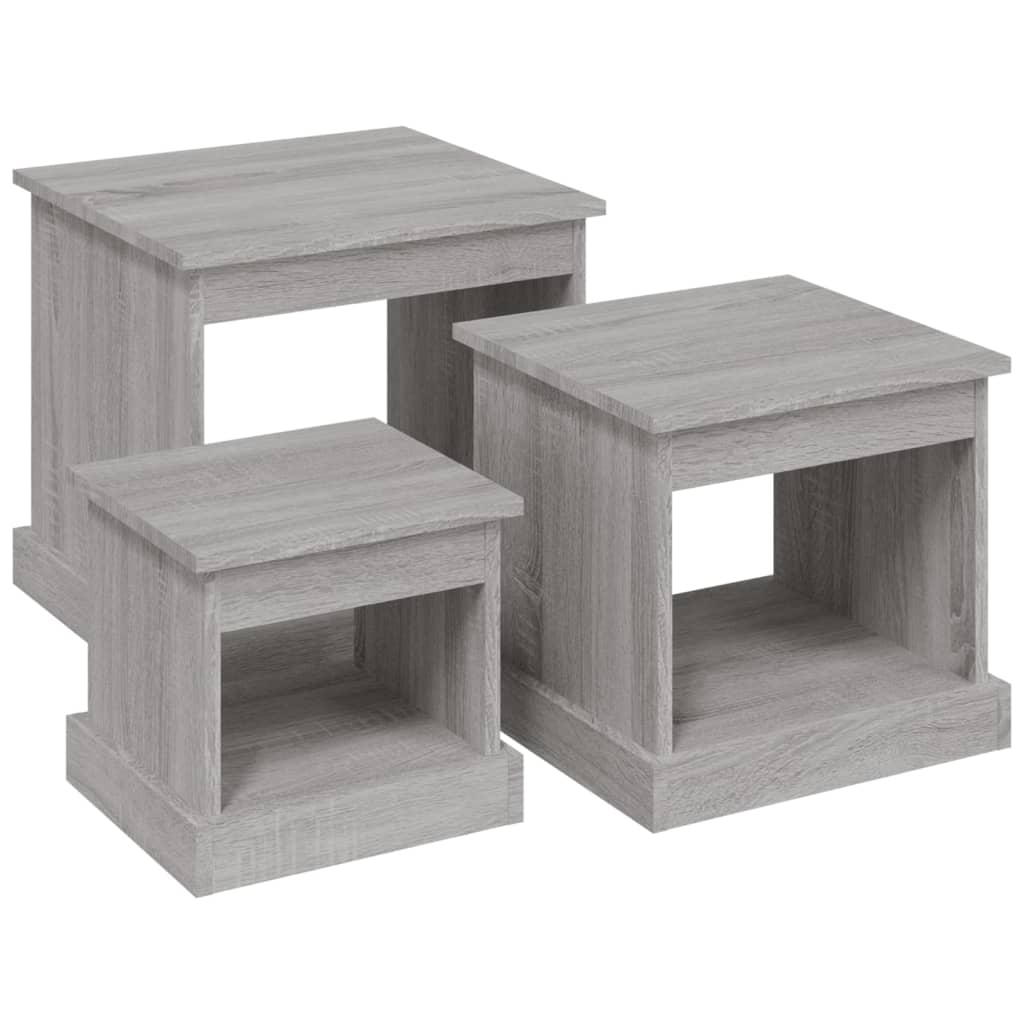 3-delige Salontafelset bewerkt hout grijs sonoma eikenkleurig is nu te koop bij PeponiXL, paradijselijk wonen!