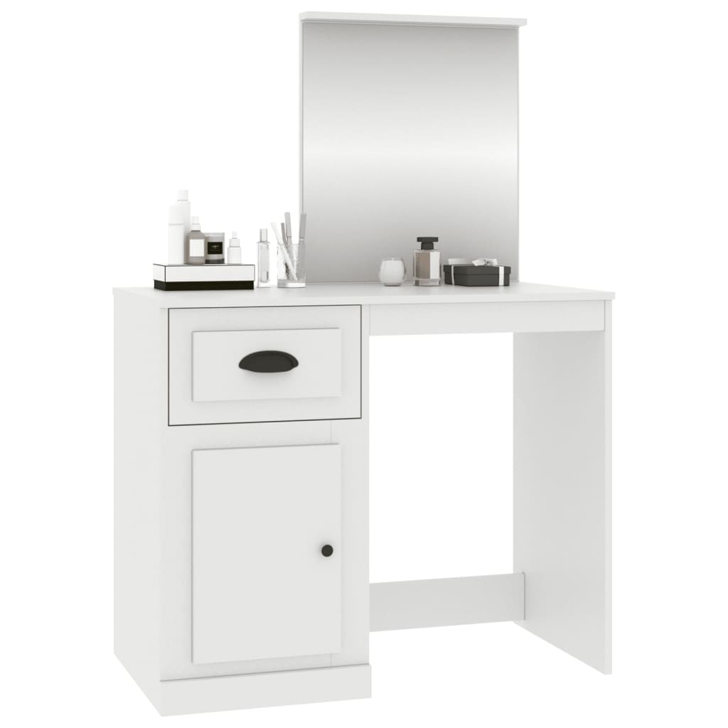 Kaptafel met spiegel 90x50x132,5 cm bewerkt hout wit is nu te koop bij PeponiXL, paradijselijk wonen!