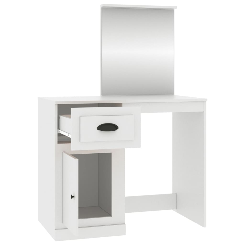 Kaptafel met spiegel 90x50x132,5 cm bewerkt hout wit is nu te koop bij PeponiXL, paradijselijk wonen!