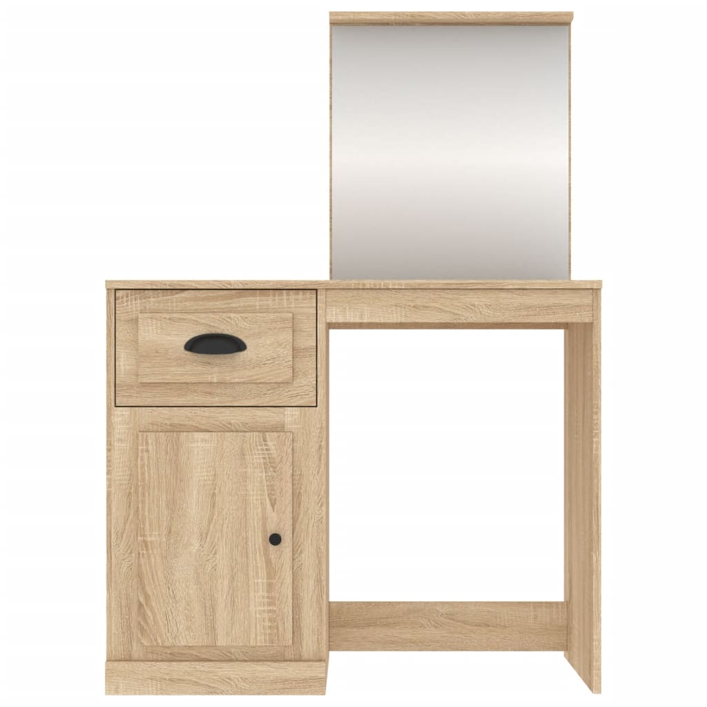 Kaptafel met spiegel 90x50x132,5 cm bewerkt hout sonoma eiken is nu te koop bij PeponiXL, paradijselijk wonen!
