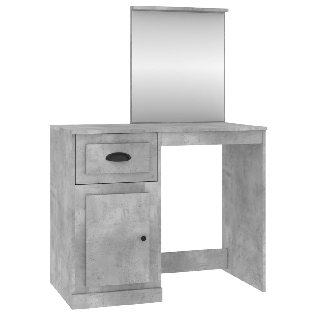 Kaptafel met spiegel 90x50x132,5 cm bewerkt hout betongrijs is nu te koop bij PeponiXL, paradijselijk wonen!