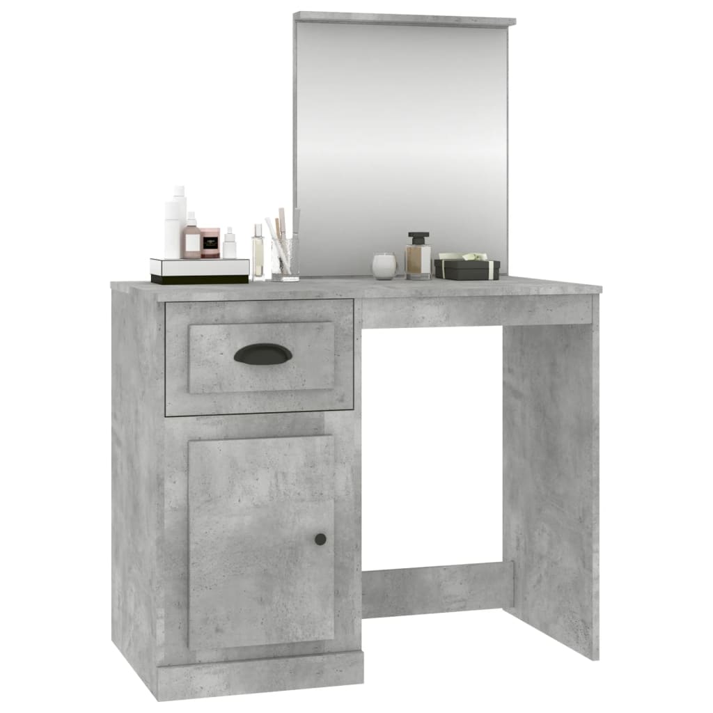 Kaptafel met spiegel 90x50x132,5 cm bewerkt hout betongrijs is nu te koop bij PeponiXL, paradijselijk wonen!