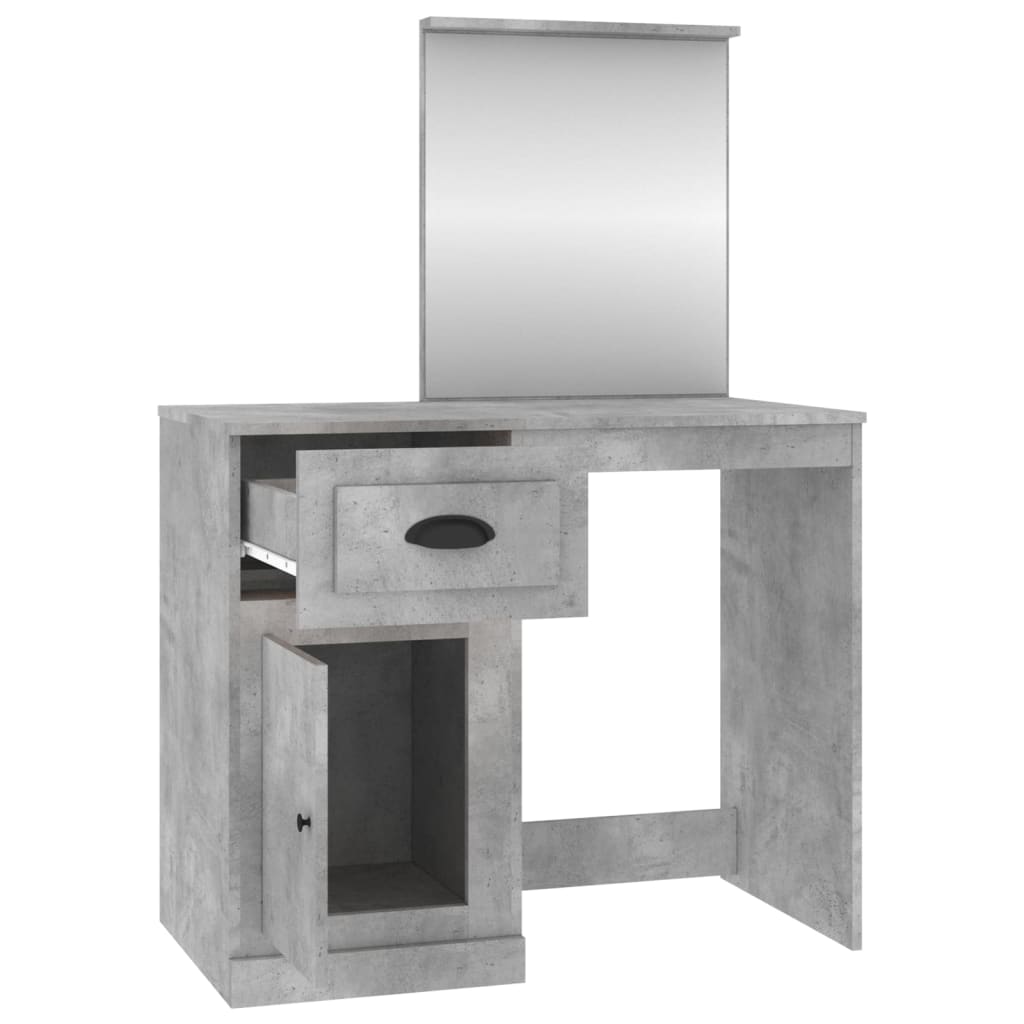 Kaptafel met spiegel 90x50x132,5 cm bewerkt hout betongrijs is nu te koop bij PeponiXL, paradijselijk wonen!