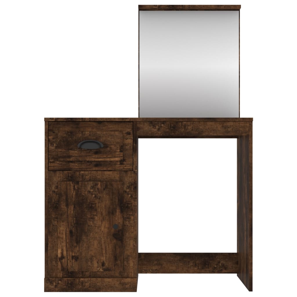 Kaptafel met spiegel 90x50x132,5 cm bewerkt hout gerookt eiken is nu te koop bij PeponiXL, paradijselijk wonen!