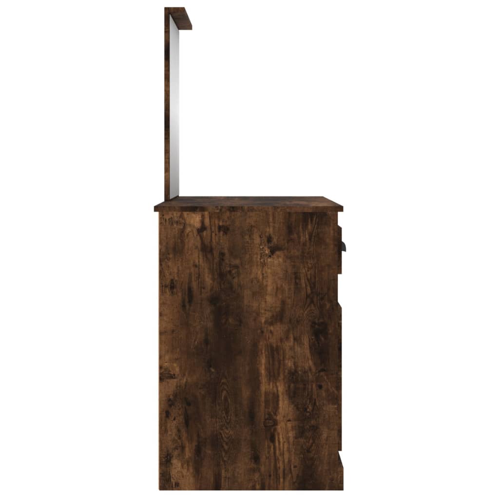 Kaptafel met spiegel 90x50x132,5 cm bewerkt hout gerookt eiken is nu te koop bij PeponiXL, paradijselijk wonen!