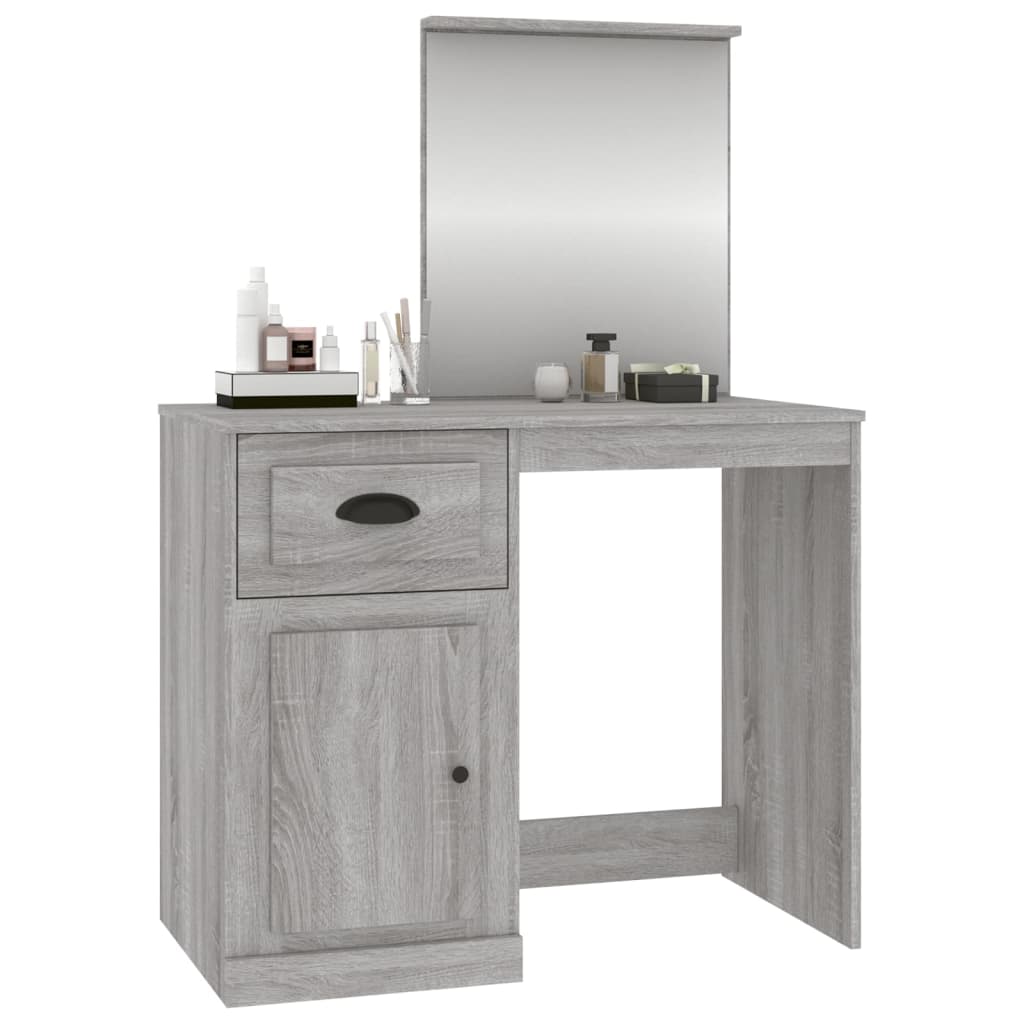 Kaptafel met spiegel 90x50x132,5 cm bewerkt hout grijs sonoma is nu te koop bij PeponiXL, paradijselijk wonen!