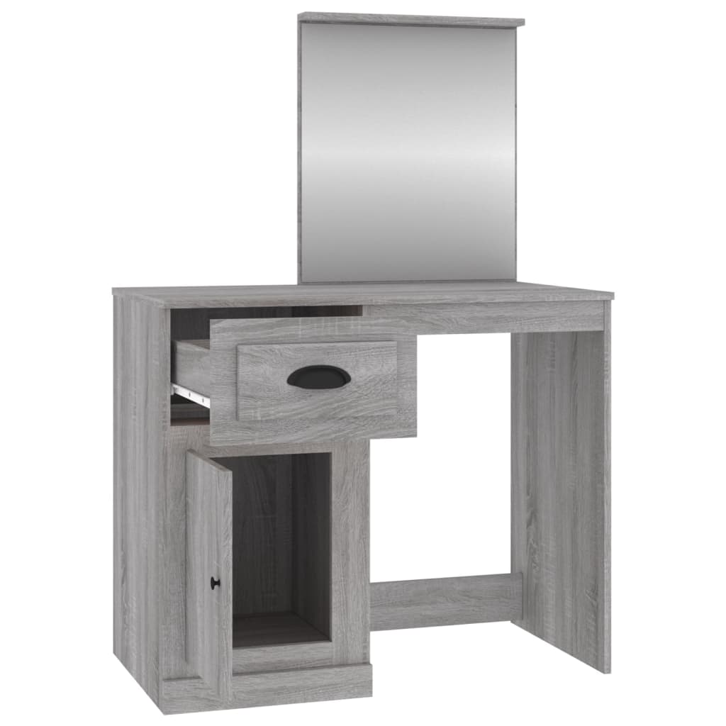 Kaptafel met spiegel 90x50x132,5 cm bewerkt hout grijs sonoma is nu te koop bij PeponiXL, paradijselijk wonen!