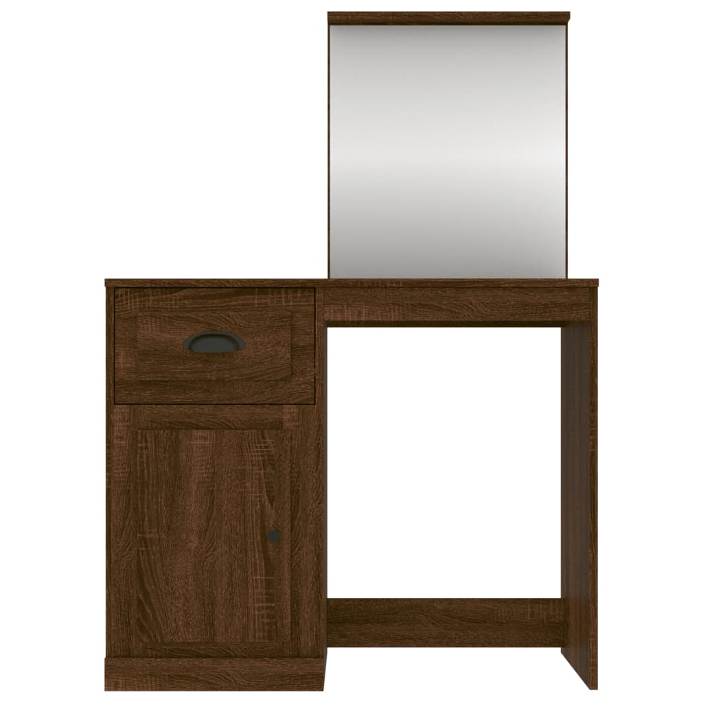 Kaptafel met spiegel 90x50x132,5 cm bewerkt hout bruineiken is nu te koop bij PeponiXL, paradijselijk wonen!