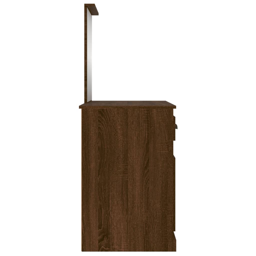 Kaptafel met spiegel 90x50x132,5 cm bewerkt hout bruineiken is nu te koop bij PeponiXL, paradijselijk wonen!