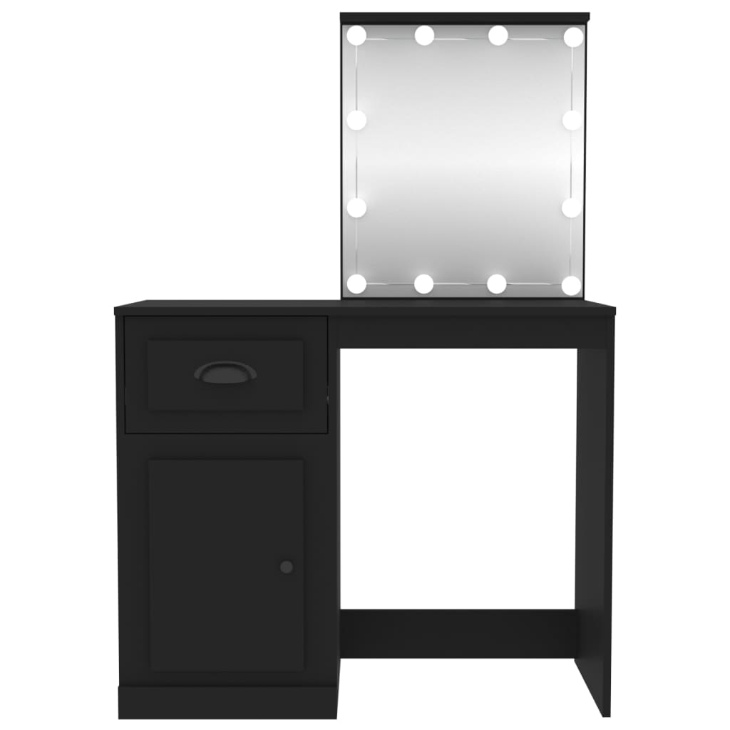 Kaptafel met LED 90x50x132,5 cm bewerkt hout zwart is nu te koop bij PeponiXL, paradijselijk wonen!