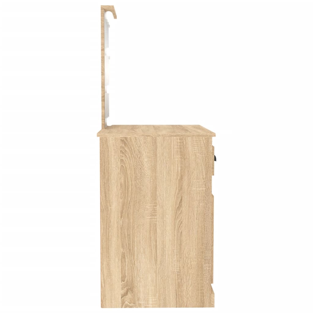 Kaptafel met LED 90x50x132,5 cm bewerkt hout sonoma eikenkleur is nu te koop bij PeponiXL, paradijselijk wonen!