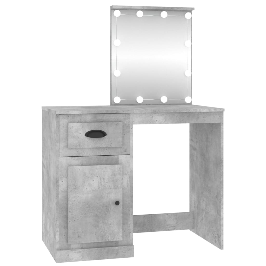 Kaptafel met LED 90x50x132,5 cm bewerkt hout betongrijs is nu te koop bij PeponiXL, paradijselijk wonen!