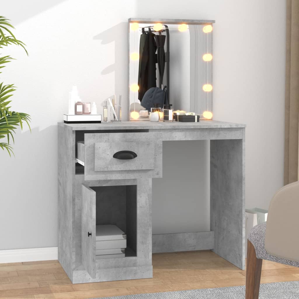 Kaptafel met LED 90x50x132,5 cm bewerkt hout betongrijs is nu te koop bij PeponiXL, paradijselijk wonen!