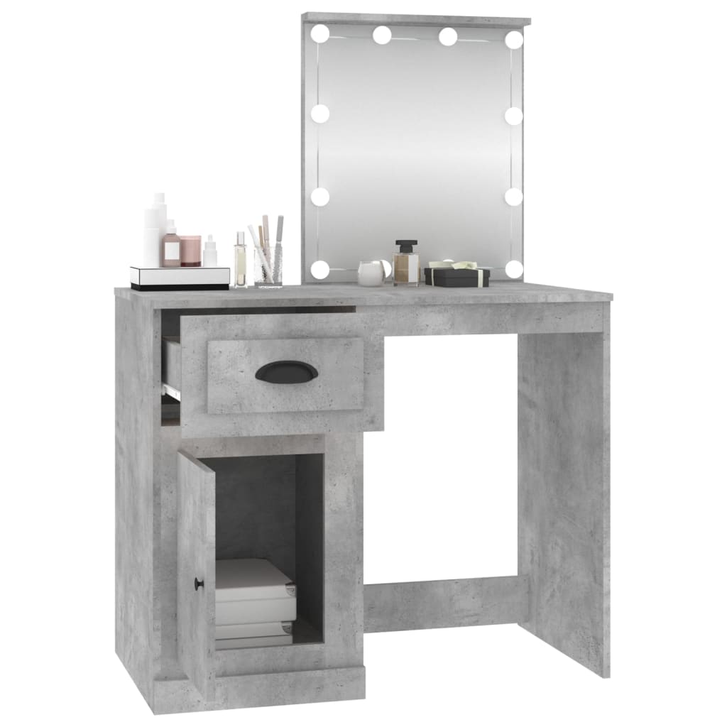 Kaptafel met LED 90x50x132,5 cm bewerkt hout betongrijs is nu te koop bij PeponiXL, paradijselijk wonen!