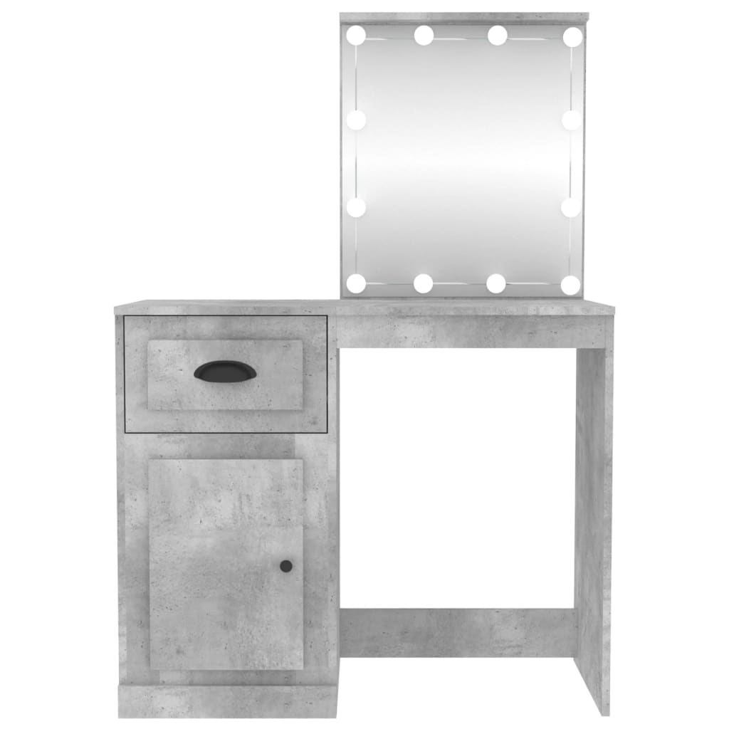 Kaptafel met LED 90x50x132,5 cm bewerkt hout betongrijs is nu te koop bij PeponiXL, paradijselijk wonen!