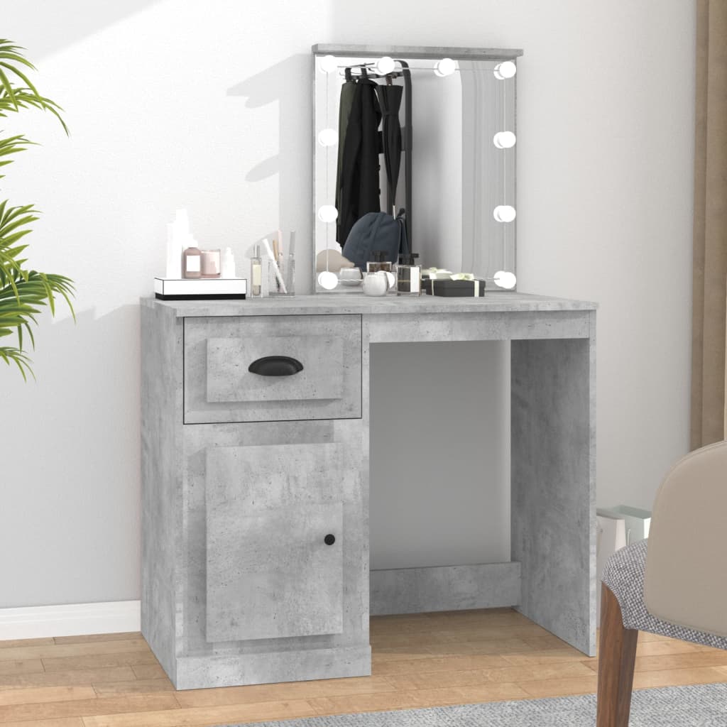 Kaptafel met LED 90x50x132,5 cm bewerkt hout betongrijs is nu te koop bij PeponiXL, paradijselijk wonen!