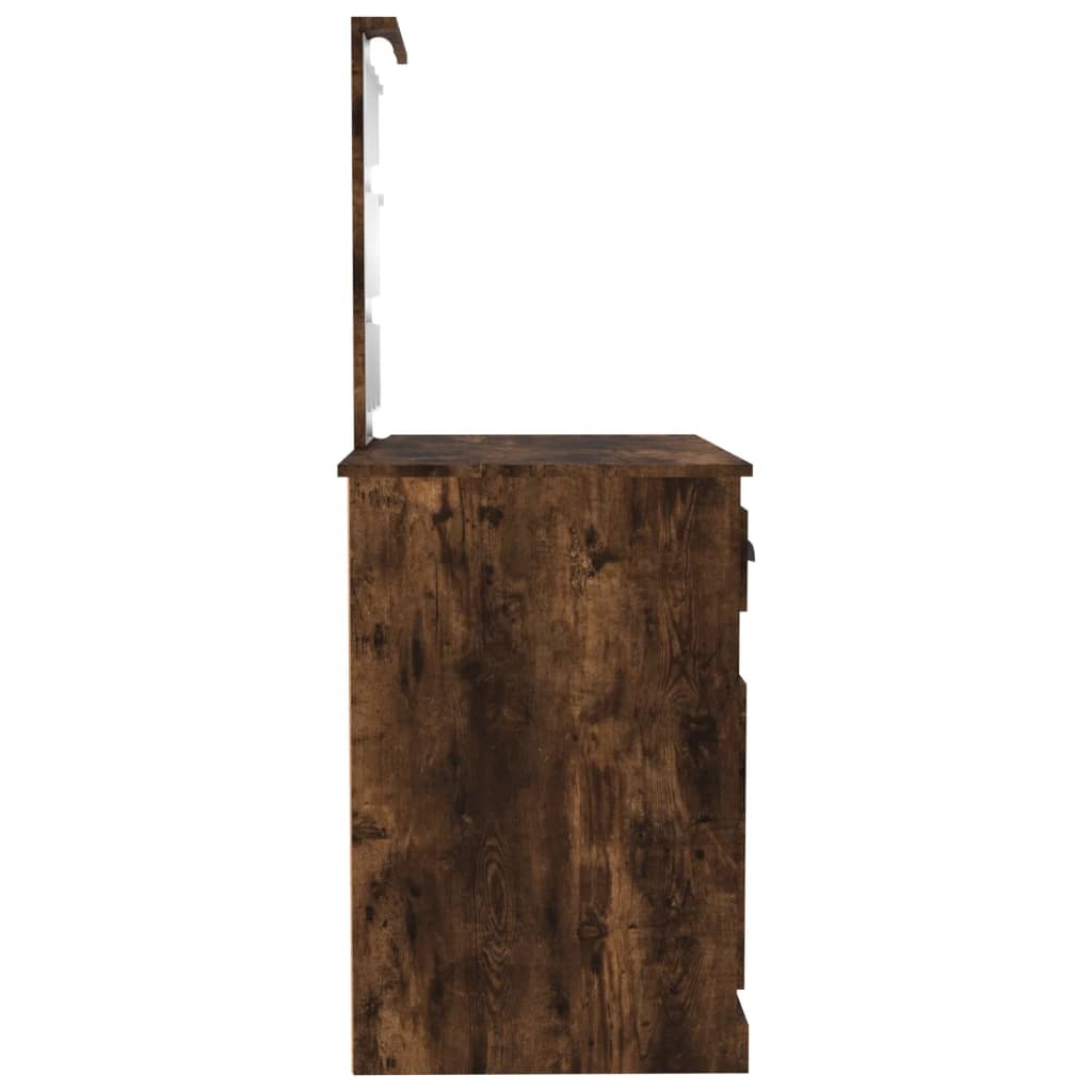 Kaptafel met LED 90x50x132,5 cm bewerkt hout gerookt eikenkleur is nu te koop bij PeponiXL, paradijselijk wonen!