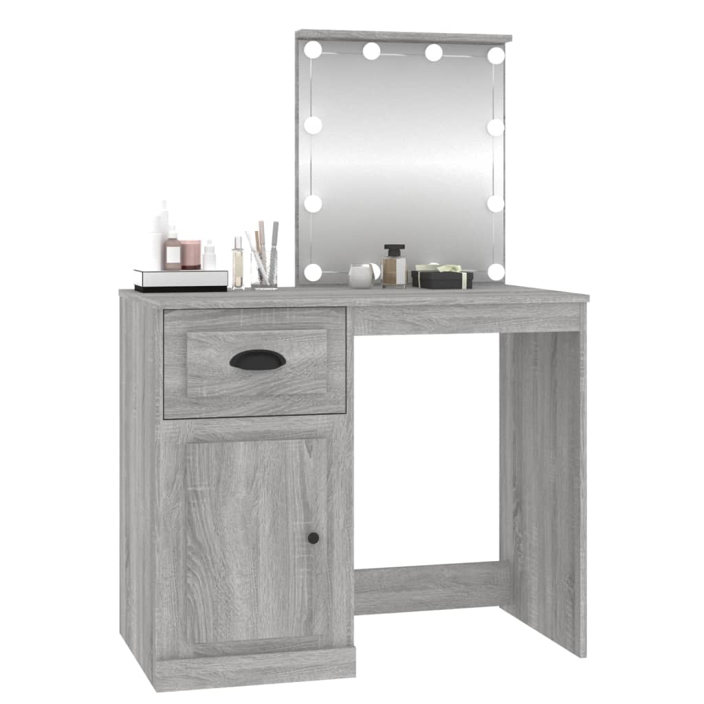 Kaptafel met LED 90x50x132,5 cm bewerkt hout grijs sonoma eiken is nu te koop bij PeponiXL, paradijselijk wonen!