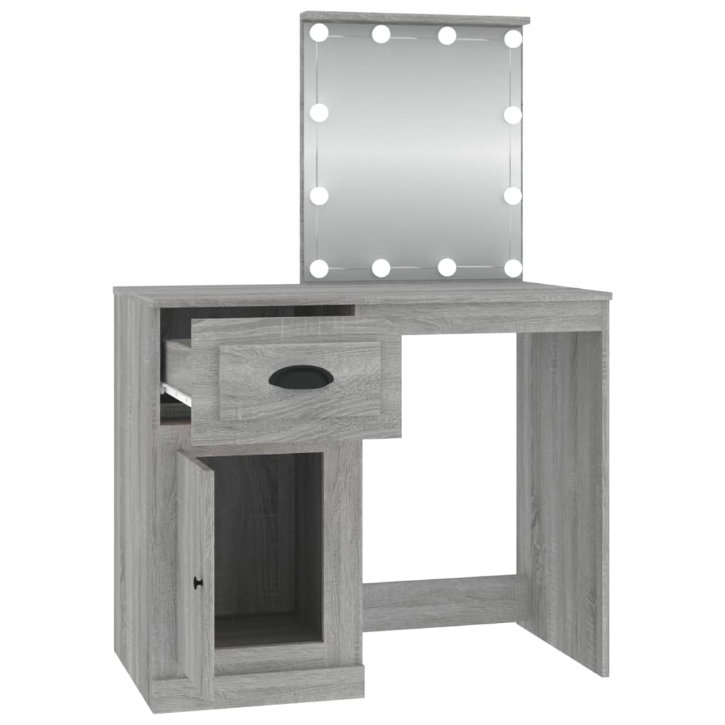 Kaptafel met LED 90x50x132,5 cm bewerkt hout grijs sonoma eiken is nu te koop bij PeponiXL, paradijselijk wonen!