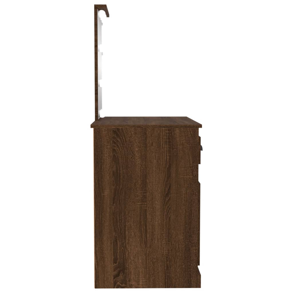 Kaptafel met LED 90x50x132,5 cm bewerkt hout bruin eikenkleur is nu te koop bij PeponiXL, paradijselijk wonen!