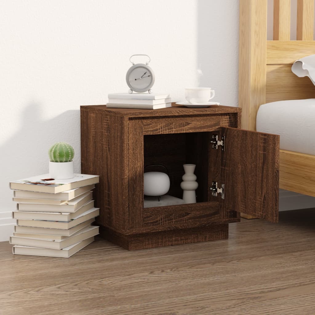 Nachtkastje 44x35x45 cm bewerkt hout bruin eikenkleur is nu te koop bij PeponiXL, paradijselijk wonen!