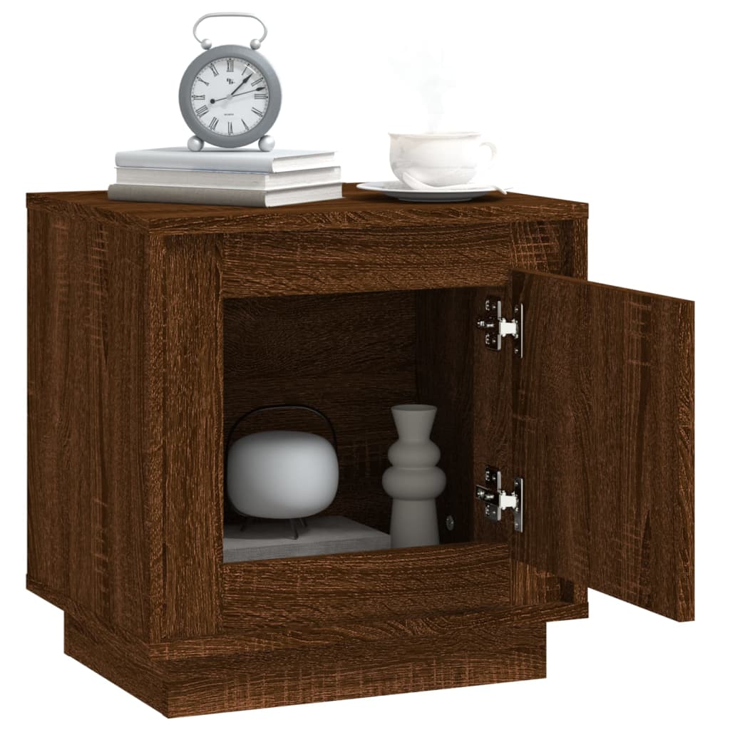 Nachtkastje 44x35x45 cm bewerkt hout bruin eikenkleur is nu te koop bij PeponiXL, paradijselijk wonen!
