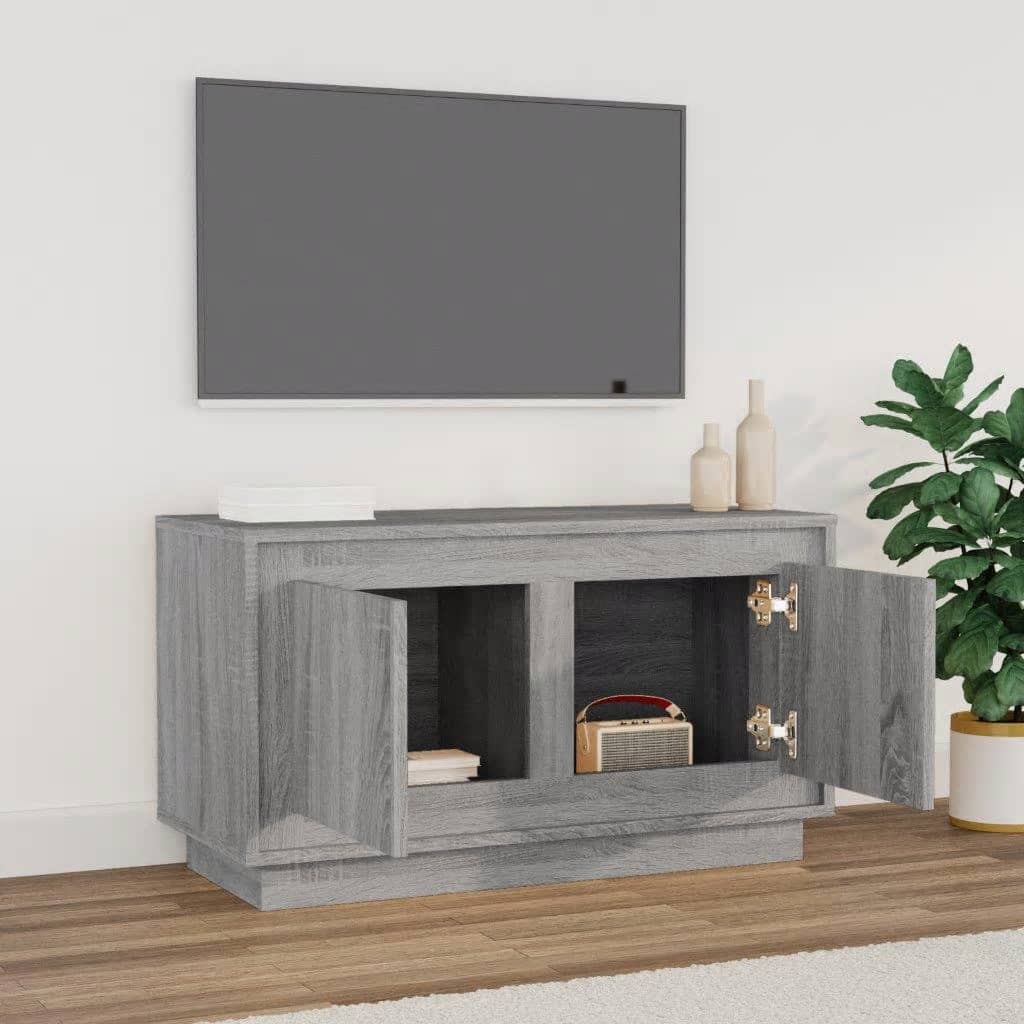 Tv-meubel 80x35x45 cm bewerkt hout grijs sonoma eikenkleurig is nu te koop bij PeponiXL, paradijselijk wonen!