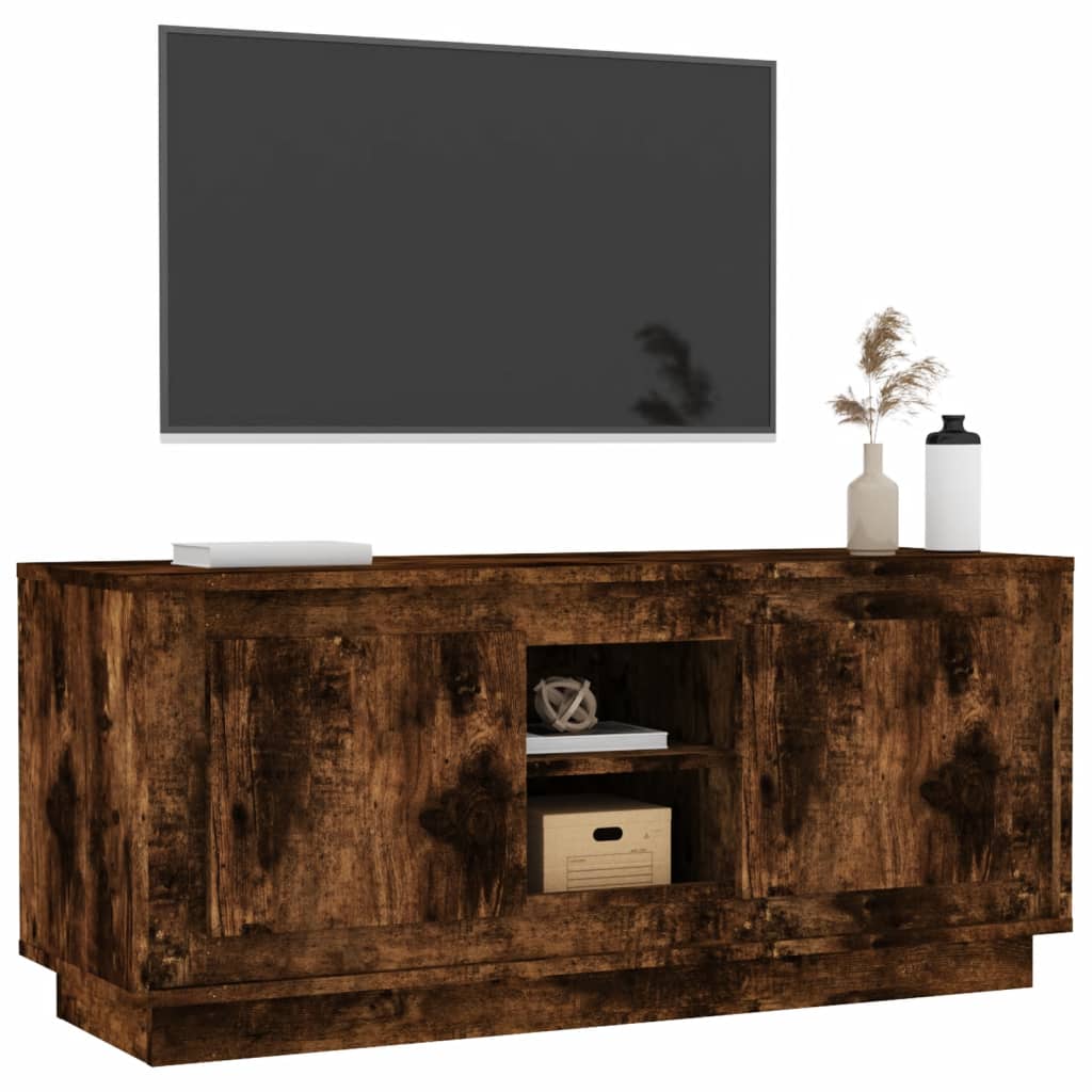 Tv-meubel 102x35x45 cm bewerkt hout gerookt eikenkleurig is nu te koop bij PeponiXL, paradijselijk wonen!