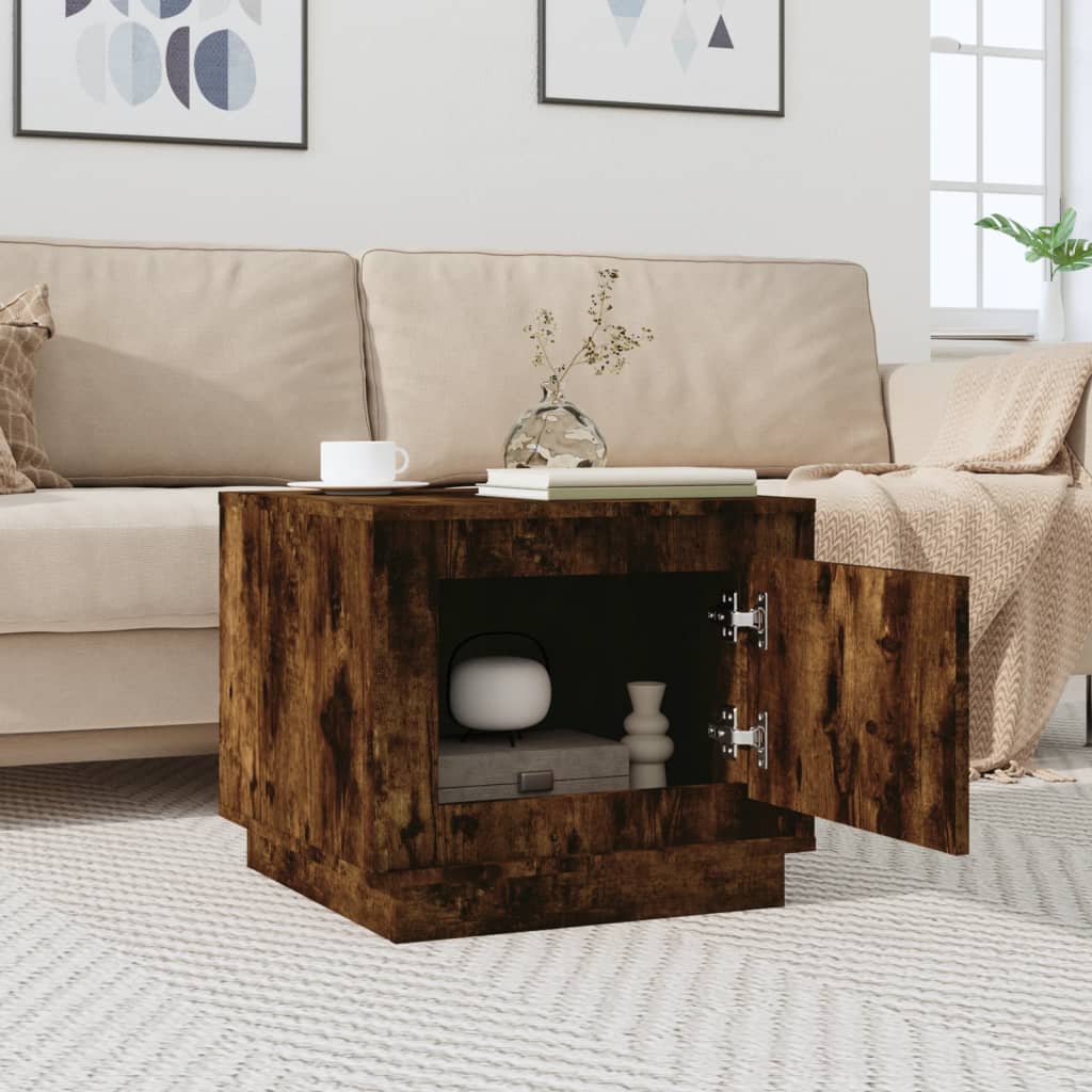 Salontafel 51x50x44 cm bewerkt hout gerookt eikenkleurig is nu te koop bij PeponiXL, paradijselijk wonen!