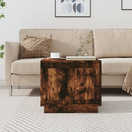 Salontafel 51x50x44 cm bewerkt hout gerookt eikenkleurig is nu te koop bij PeponiXL, paradijselijk wonen!