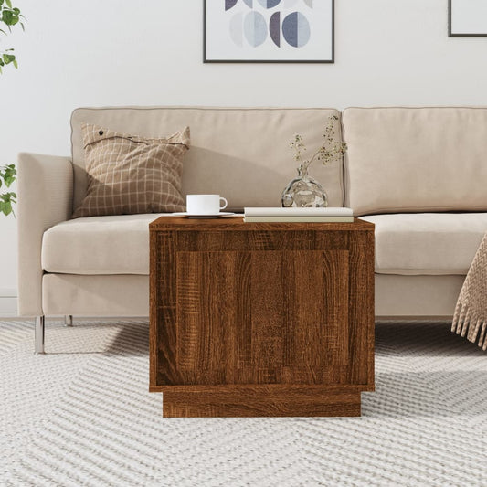 Salontafel 51x50x44 cm bewerkt hout bruin eikenkleur is nu te koop bij PeponiXL, paradijselijk wonen!