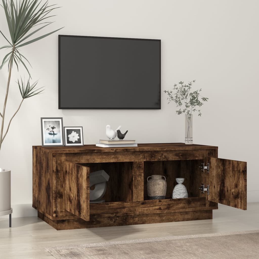 Salontafel 102x50x44 cm bewerkt hout gerookt eikenkleurig is nu te koop bij PeponiXL, paradijselijk wonen!