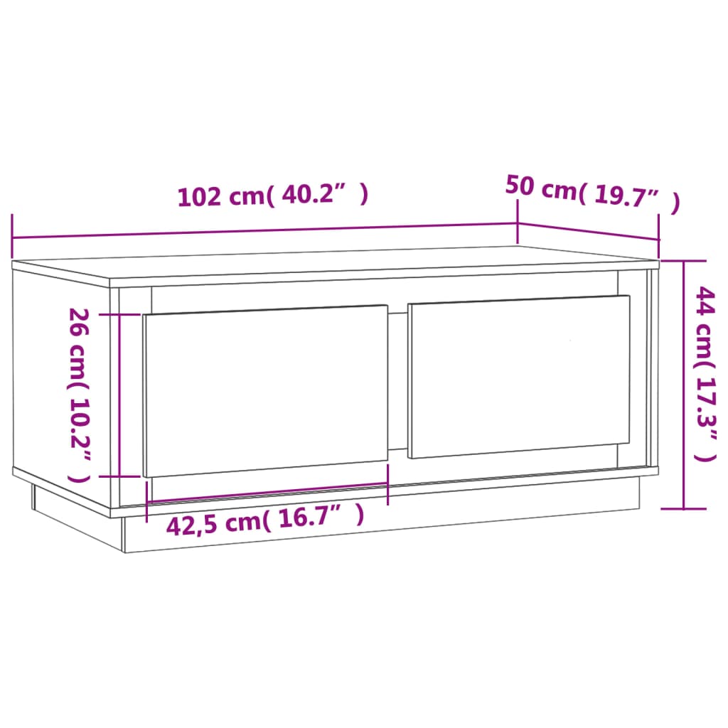 Salontafel 102x50x44 cm bewerkt hout gerookt eikenkleurig is nu te koop bij PeponiXL, paradijselijk wonen!