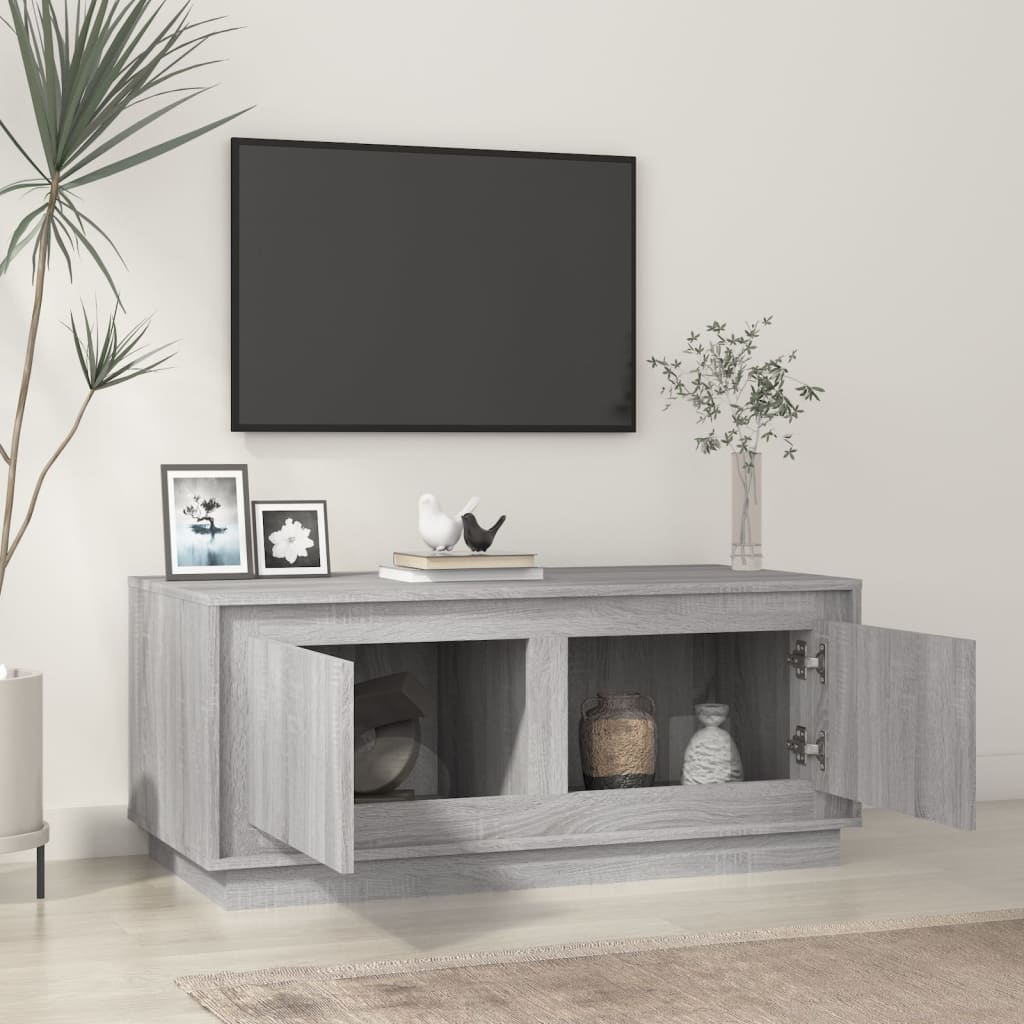 Salontafel 102x50x44 cm bewerkt hout grijs sonoma eikenkleurig is nu te koop bij PeponiXL, paradijselijk wonen!