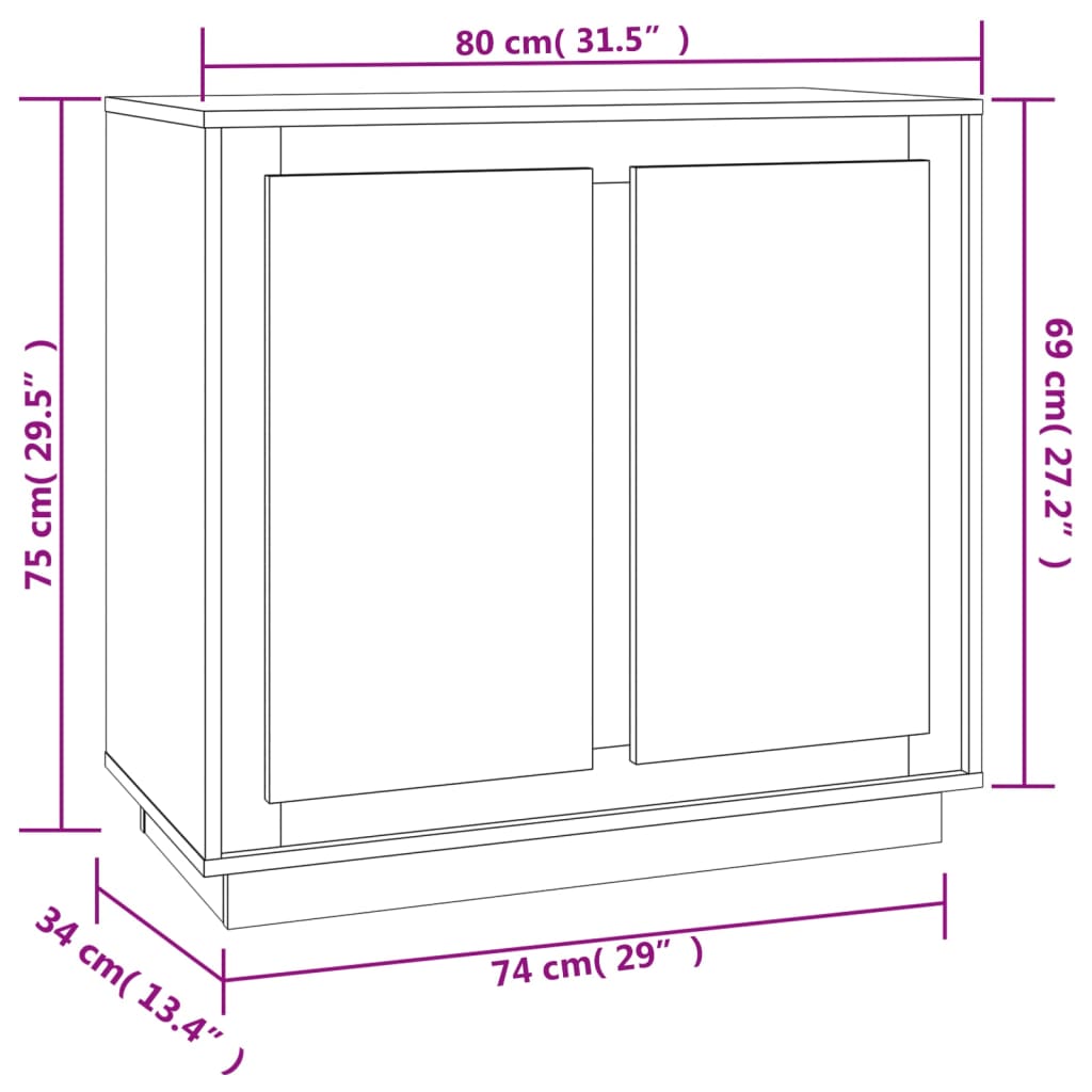 Dressoir 80x34x75 cm bewerkt hout betongrijs is nu te koop bij PeponiXL, paradijselijk wonen!