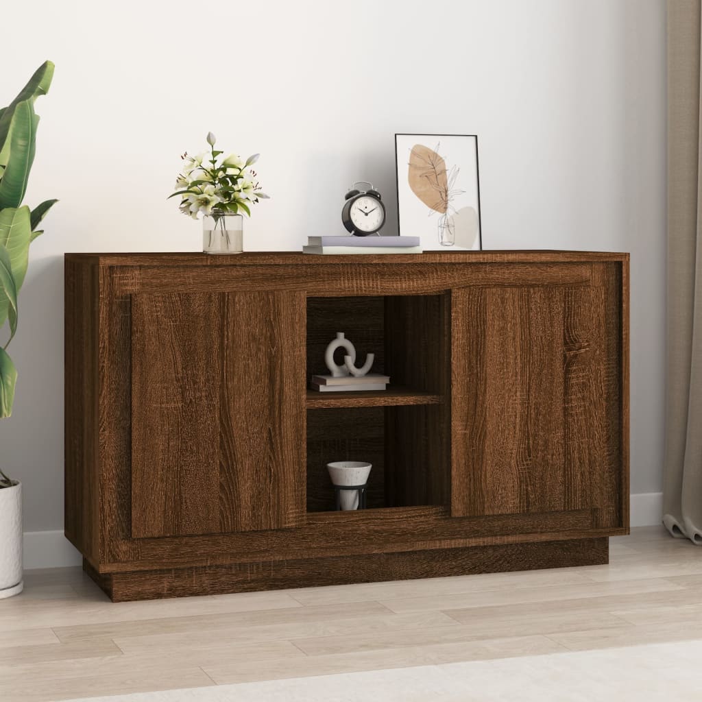 Dressoir 102x35x60 cm bewerkt hout bruin eikenkleur is nu te koop bij PeponiXL, paradijselijk wonen!