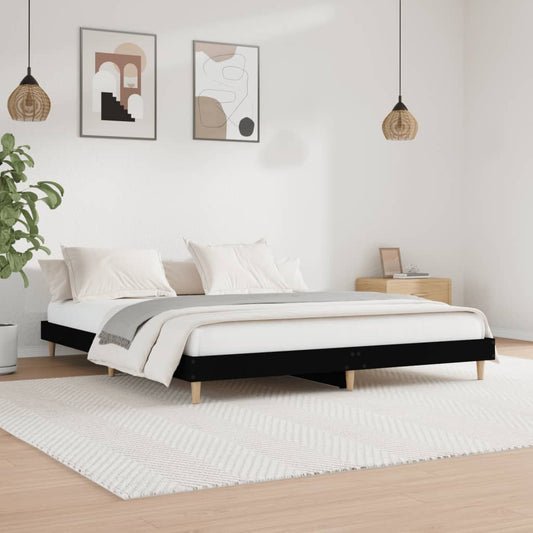 Bedframe massief hout zwart 200x200 cm is nu te koop bij PeponiXL, paradijselijk wonen!