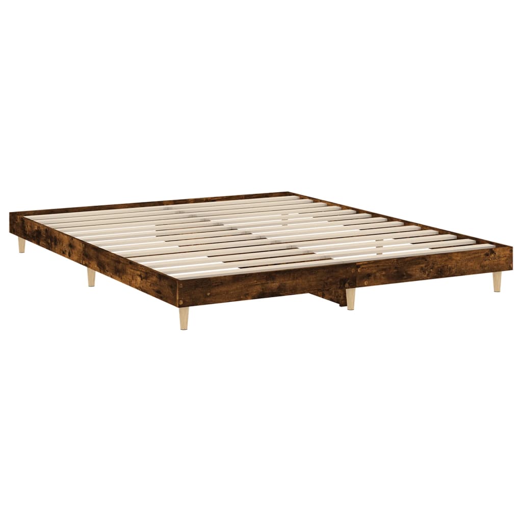 Bedframe zonder matras hout gerookt eikenkleurig 150x200 cm is nu te koop bij PeponiXL, paradijselijk wonen!