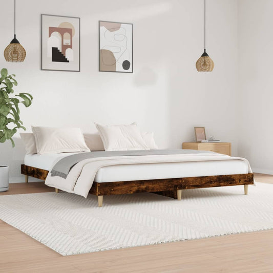 Bedframe zonder matras hout gerookt eikenkleurig 140x200 cm is nu te koop bij PeponiXL, paradijselijk wonen!