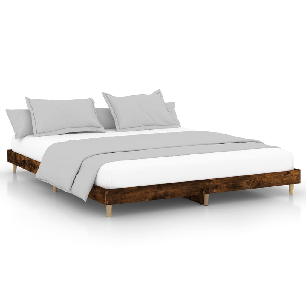 Bedframe zonder matras hout gerookt eikenkleurig 120x200 cm is nu te koop bij PeponiXL, paradijselijk wonen!