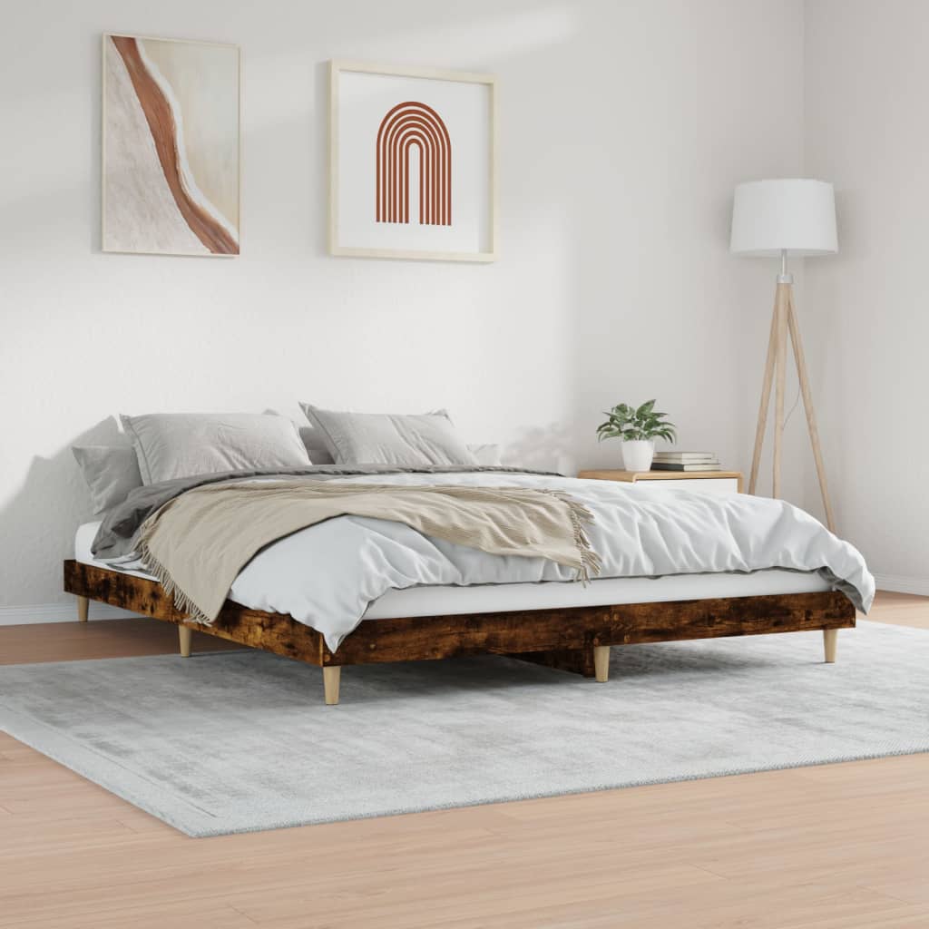 Bedframe zonder matras hout gerookt eikenkleurig 120x200 cm is nu te koop bij PeponiXL, paradijselijk wonen!